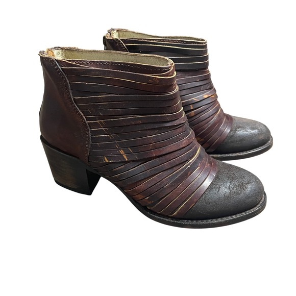 Freebird by Steven Leather Ankle Boots Fringe Detail Brown Size 7 - Picture 1 of 8
